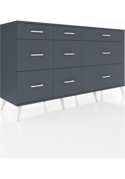 Kronos Konsol 9 Çekmeceli 176x59x99 Antrasit-antrasit Antrasit-antrasit