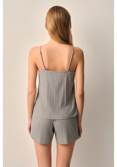 Suwen Dora Pamuklu Atlet Şort Pijama Takımı Sh26634667051 Gri Melanj