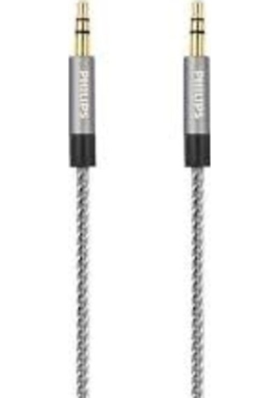 Philips Uyumlu Swr2114B Örgülü 3.5 Jack Aux Ses Kablosu Gri 1 Metre (488311859)
