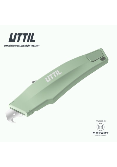 Uttıl Pruk06-h Otomatik Geri Çekmeli Kanca Bıçaklı Güvenlik Maket Bıçağı Güçlü Vidasız Gövde