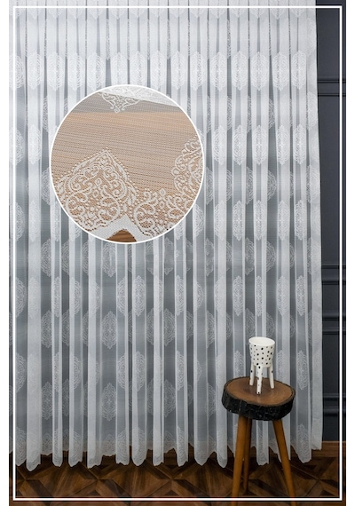 Evdepo Home Damask Kullanıma Hazır Tül Perde (546640830)