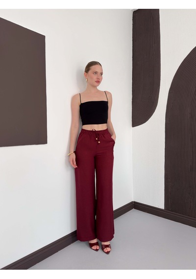 Verymoda Keten Pantolon D2381 Bordo