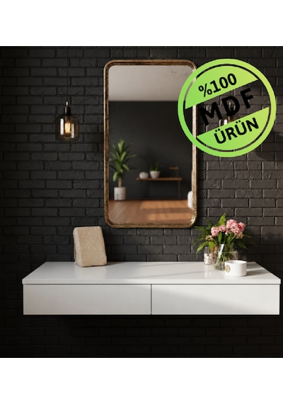 Mdf Makyaj Masası Ve Dresuar 120x30 Cm Çekmeceli Modern Tasarım Beyaz