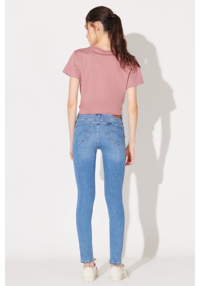 Lee Foreverfit Skinny Fit Dar Kesim Yüksek Bel Çok Dar Paça Mavi Kadın Esnek Jean Denim Kot Pantolon L32SOVD44 Açık Mavi