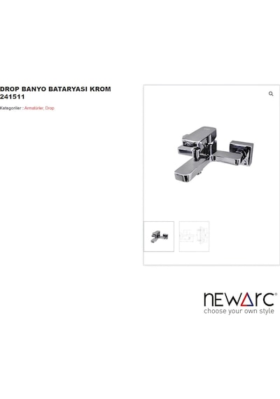 Newarc Drop 241511 Banyo Bataryası Krom
