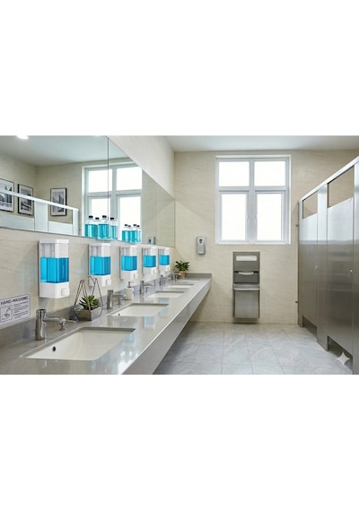 5 Adet Duvara Monte Sıvı Sabunluk Şampuan Dispenseri. Hem Vidalı Hem Yapışkanlı Montaj D-1 Beyaz