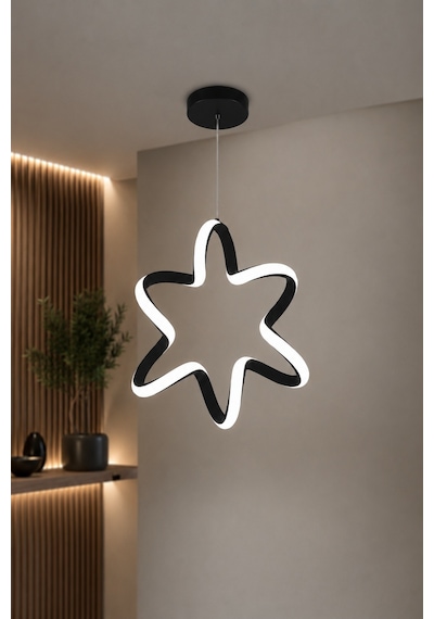 AvizeGO Yalven Led Sarkıt Avize Beyaz Işık Siyah