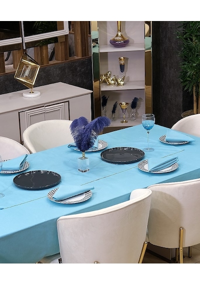 Dream Kumaş Peçete Modelleri Leke Tutmaz Kumaş Peçete Çeyiz Seti 6lı Paket Açık Mavi
