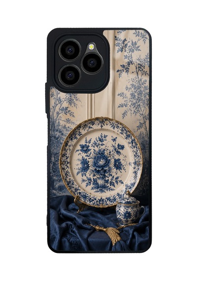 Omix X6 Blue Porcelain Luxury Tasarımlı Glossy Telefon Kılıfı Beyaz