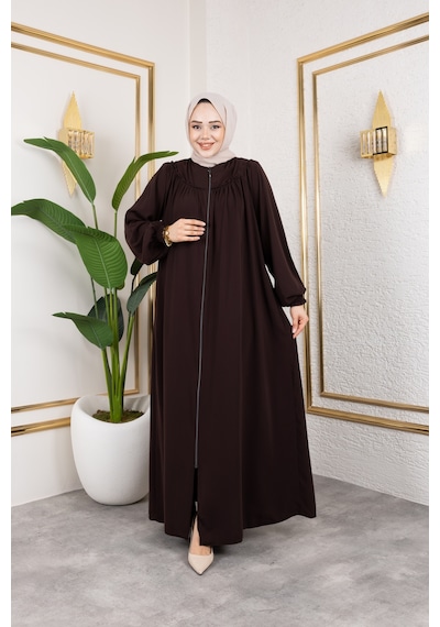 Nevayla Moda Ön Ve Arka Robalı Ferace - Acı Kahve / F0142 Acı Kahve Acı Kahverengi Nevayla Moda Ön Ve Arka Robalı Ferace - Acı Kahve / F0142 Acı Kahve Acı Kahverengi