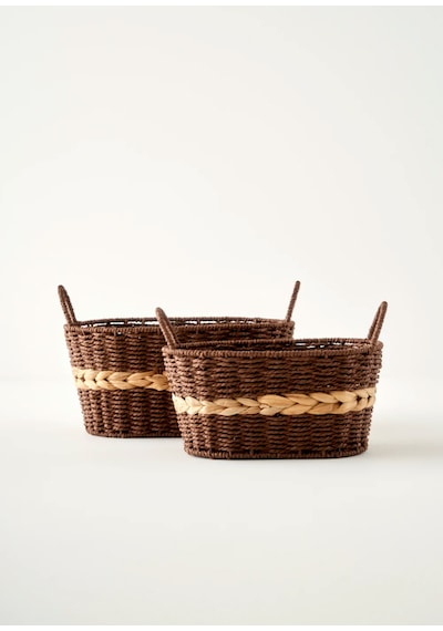 Bella Maison Neroa Kulplu Sepet Naturel 29x24x20 Cm Naturel