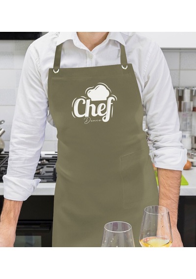 Bk Gift Profesyonel Chef Tasarımlı Haki Yeşil Mutfak Önlüğü, Aşçı Önlüğü, Şef Önlüğü, Ev si, Arkadaşa -6 Bej
