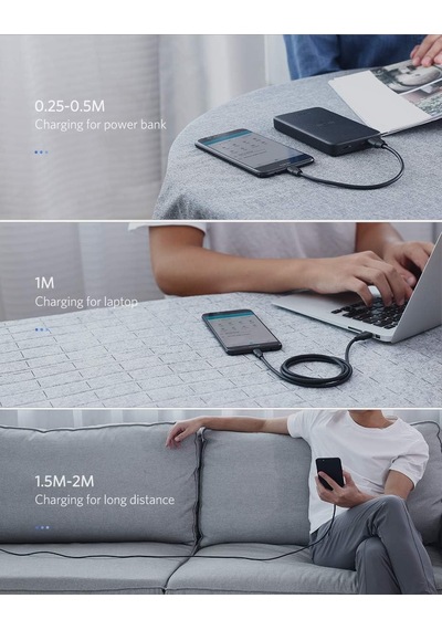 Micro Usb Data Ve Şarj Kablosu, Siyah, 1.5 Metre