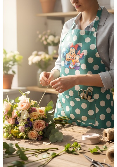 Su Yeşili Gabardin Puantiyeli Kumaş Mutfak Aşçı Önlüğü Master Chef Su Yeşili