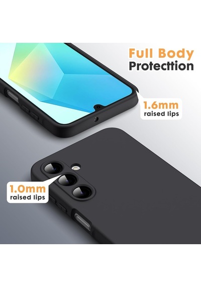 Samsung Galaxy A37 Uyumlu Içi Kadife Lansman Kılıf Ve Şeffaf Temperli Cam Ekran Koruyucu Siyah