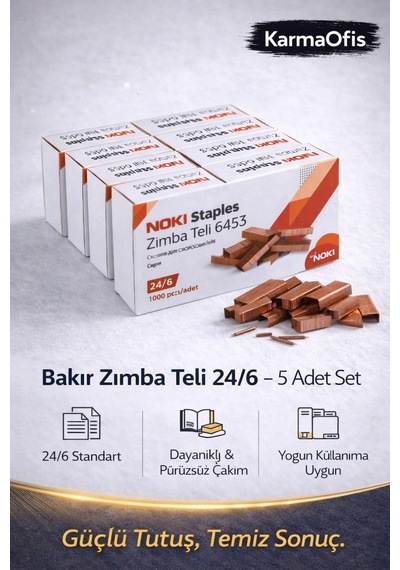 Bakır Zımba Teli 24/6 5 Adet Set Ekonomik & Profesyonel Çözüm