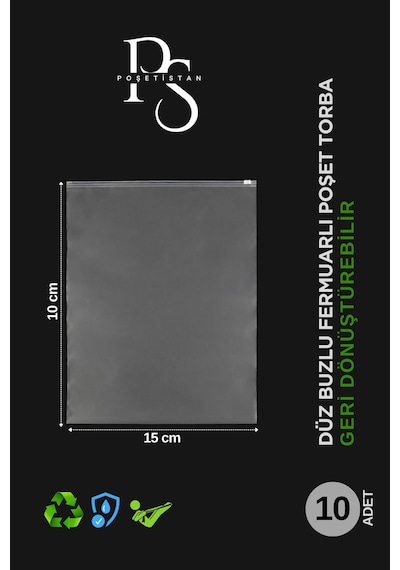 Valiz Ve Dolap Içi Düzenleyici Buzlu Fermuarlı Poşet Torba 10 Adet 15 Cm X 10 Cm Buzlu Şeffaf 15 X 1