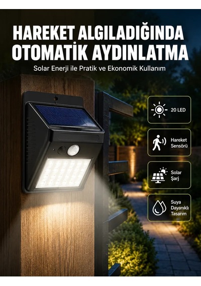 Hareket Algılamalı Solar Led Güvenlik Lambası Yeni Nesil Standart