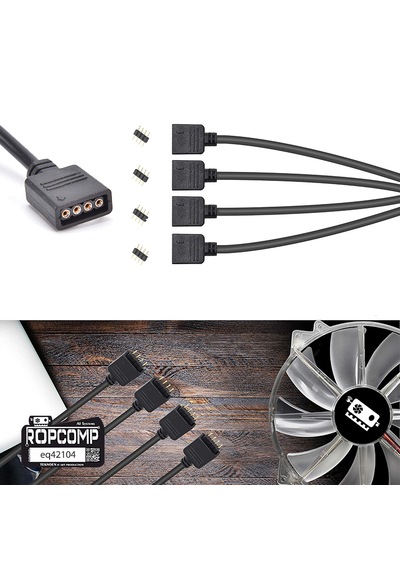 Ropcomp Pc Kasa Ve Led Aydınlatma İçin 4 Çıkışlı 4-pin Rgb Splitter 30 Cm