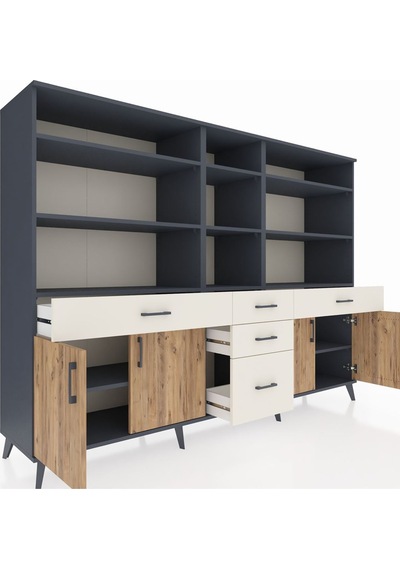 Hyperion Dolap 11 Raflı 5 Çekmeceli 4 Kapaklı 220x44x163 Antrasit-çam/aytaşı Atlas Çam/aytası - Antrasıt Hyperion Dolap 11 Raflı 5 Çekmeceli 4 Kapaklı 220x44x163 Antrasit-çam/aytaşı Atlas Çam/aytası - Antrasıt