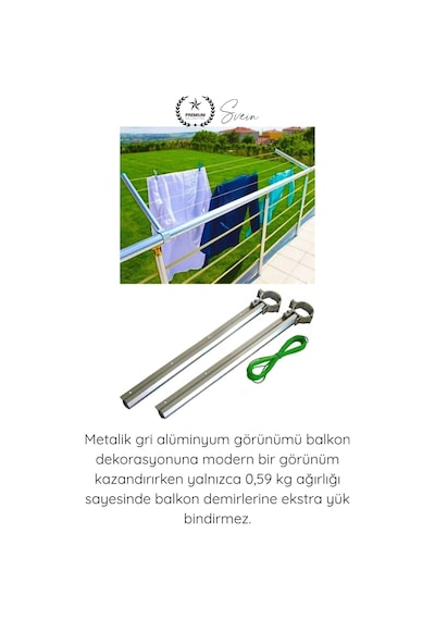 Çamaşıraskı Alüminyum Balkon Çamaşır Askılığı Takılabilir Küpeşte Kurutmalık Yuvarlak Boru Uyumlu P Çok Renkli