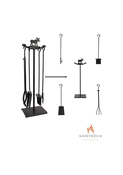 Somineco 5 Li Lüx Ithal Metal Geyik Motif Kabartmalı Şömine-Soba