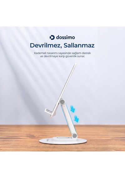 Dossimo Katlanabilir 360 Dönebilen Ayarlanabilir Telefon Tutucu Masa Üstü Stand Dst-05 Beyaz