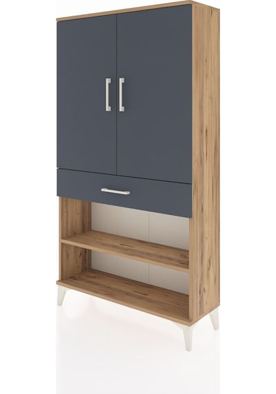 Arges Dolap 4 Raflı Tek Çekmeceli 2 Kapaklı 88x30x163 Çam-ant... Çam