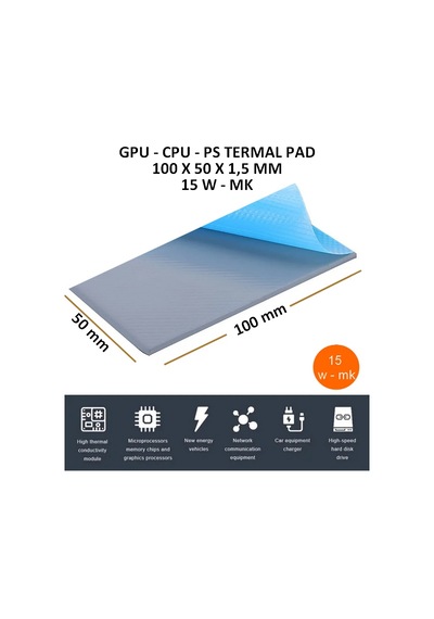 15 W/m-k Yüksek Performanslı Termal İletken Ped 100x50x1.5 Mm