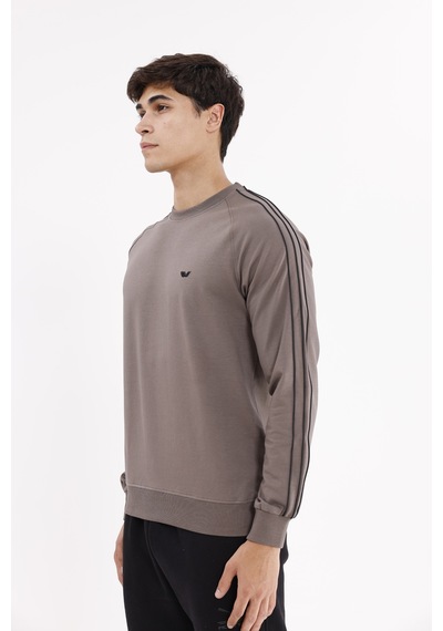 Rowinger Çift Şeritli Raglan Kol Minimal Logolu Bisiklet Yaka Sweatshirt Antracite Rowinger Çift Şeritli Raglan Kol Minimal Logolu Bisiklet Yaka Sweatshirt Antracite