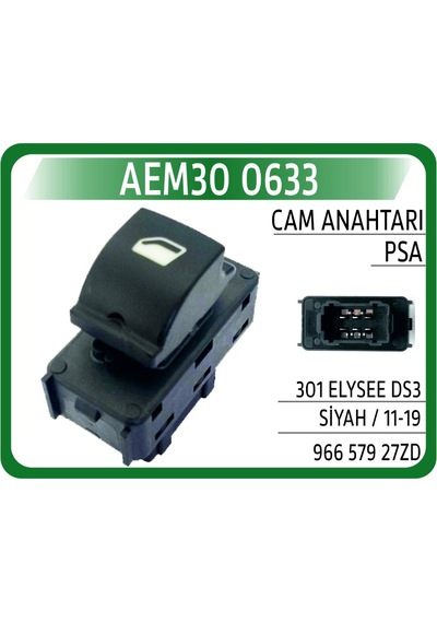 Aem Cam Anahtarı 301 Elysee Ds3 Siyah / 11-19 Aem30 0633 96657927zd