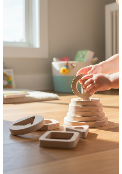 Ahşap Eğitici Geometrik Dikey Puzzle Model Yapboz