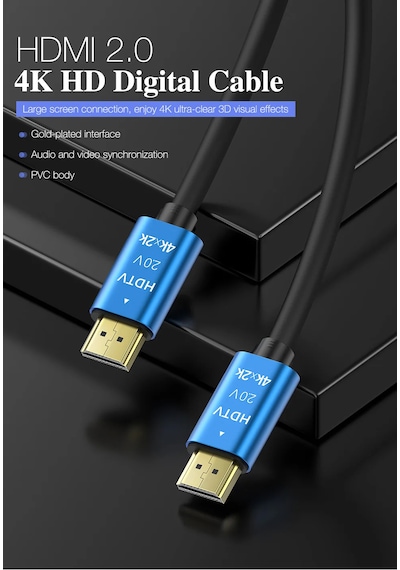 20 Metre 4k Ultra Hd 2.0v Alüminyum Başlık Altın Uçlu Hdmi Kablo