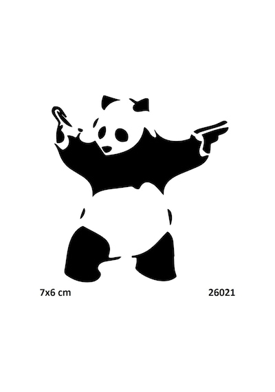 Airbrush Tattoo Silahşör Panda Yapışkanlı Stencil Süsleme Ve Boyama Kalıbı