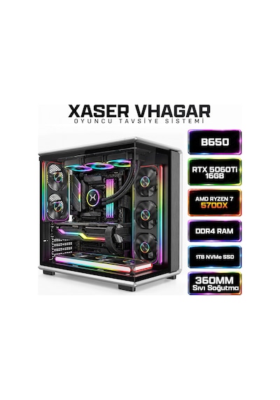 Xaser Vhagar X14 R7 5700X 16 GB 1 TB SSD 16 GB RTX5060Tİ Dos Masaüstü Oyuncu Bilgisayarı