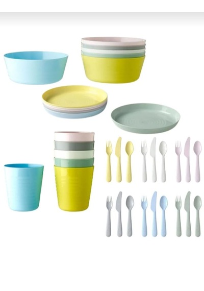 Ikea 36 Parça Bebek& Çocuk Çatal Kaşık Bıçak Bardak Kase Tabak Ta Çok Renkli
