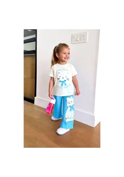 Poala Kids Cute Kitty Takım Turkuaz