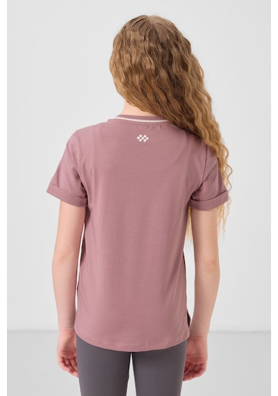 Gül Kurusu Pamuklu O Yaka Standart Fit Basic Kız Çocuk T-shirt - 75177 Gülkurusu