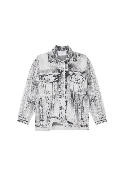 Ph5 Hana Denim Desenli Oversize Ceket Gri