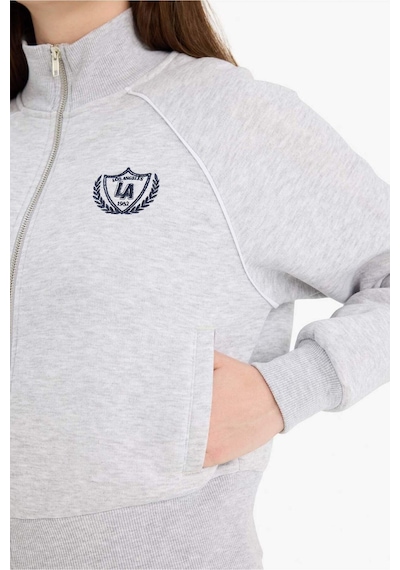 Defacto Loose Fıt Baskılı Fermuarlı Sweatshirt G8117ax26spgr256 Gri-gr256