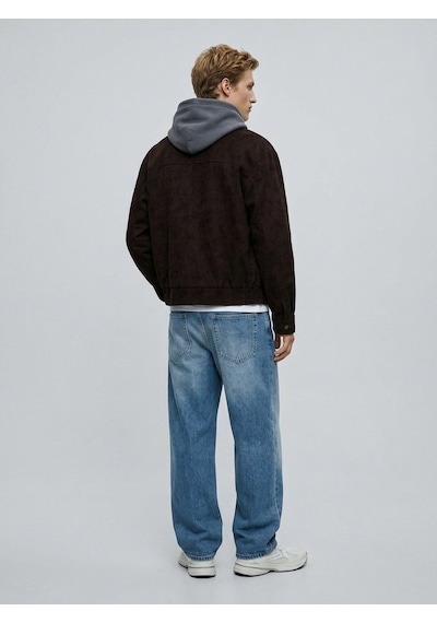 LTB Relaxed Fit Süet Görünümlü Kahverengi Mont