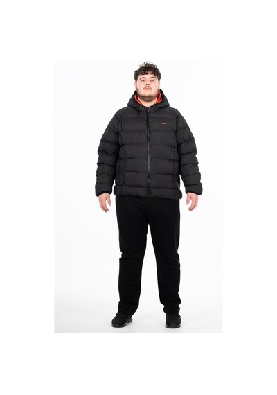 Maraton Sportswear Büyük Beden Erkek Kapşonlu Uzun Kol Basic Siyah Mont 21391-siyah Siyah