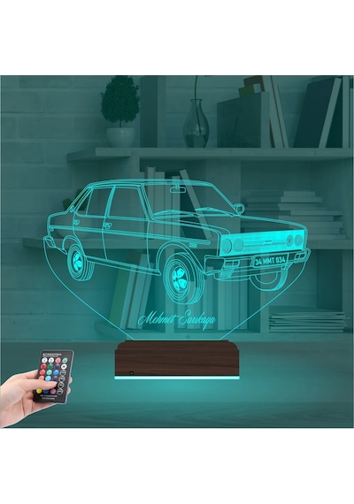 Luvivia Fiat Tofaş Şahin Tofaşk Araba Kişiye Özel 3d Lamba - Masa Gece Lambası Şeffaf