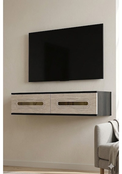 Tda1220atg Rany Duvara Montaj Tv Sehpası Antrasit-traverten-gold 120cm Tda1220atg Rany Duvara Montaj Tv Sehpası Antrasit-traverten-gold 120cm