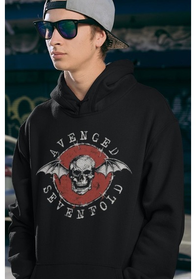 Sevbano Avenged Sevenfold Baskılı Unisex Oversize Rock Metal Hoodie Siyah