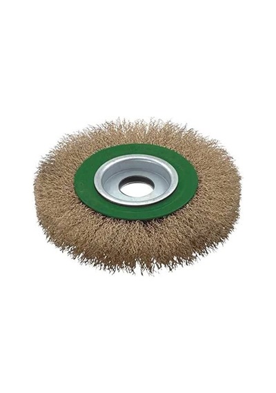 Troy T 27704/125 Saçaklı Daire Fırça, Yeşil/gri/prinç, 125 Mm