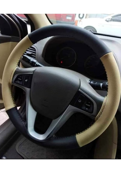 Ford Connect Uyumlu Dikmeli Direksiyon Kılıfı Bej-siyah 4parçalı