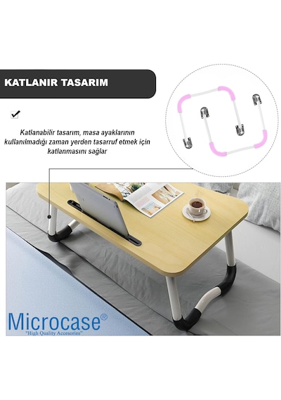 Microcase  AL4515 Katlanabilir Kaymaz Çalışma Masası Yatak Sehpası Ayağı 2'li