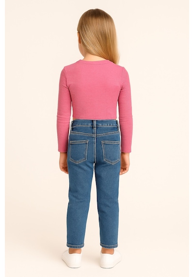 Kız Çocuk Pembe Uzun Kollu Basic Üst, Kız Çocuk Üst - Bluz Pembe