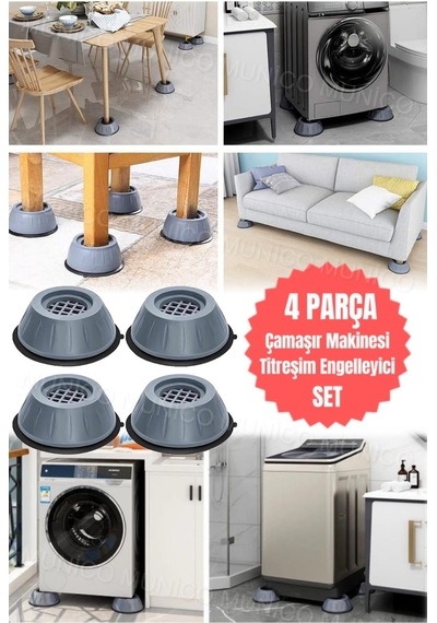 4 Adet Sessiz Gri Çamaşır Makinesi Titreşim Önleyici Masa Mat Beyaz Eşya Standı Mobilya Su Geçirmez Diğer